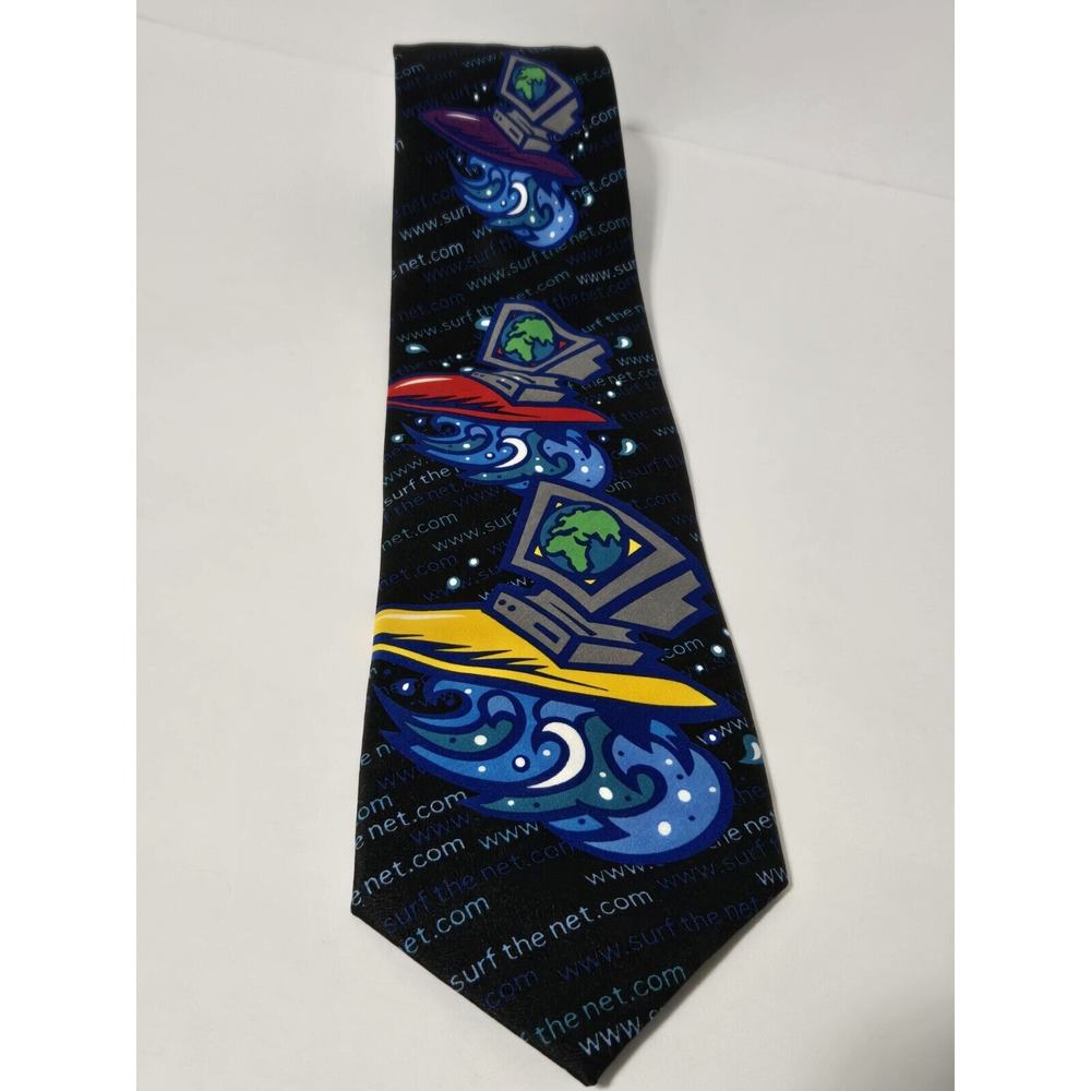 VINTAGE Ralph Marlin Men's Tie 1999 "Surf the Net" Computers Tech‎ Internet Geek